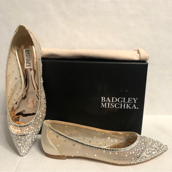 Badgley Mischka Women's Babette Pointed Embellished Flats 8 NIB - Picture 3 of 12